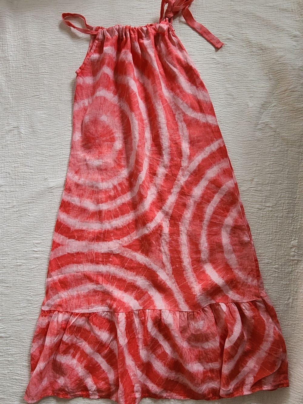 Bellombra Italy Coral Pink Tie Dye Linen Maxi Dress M